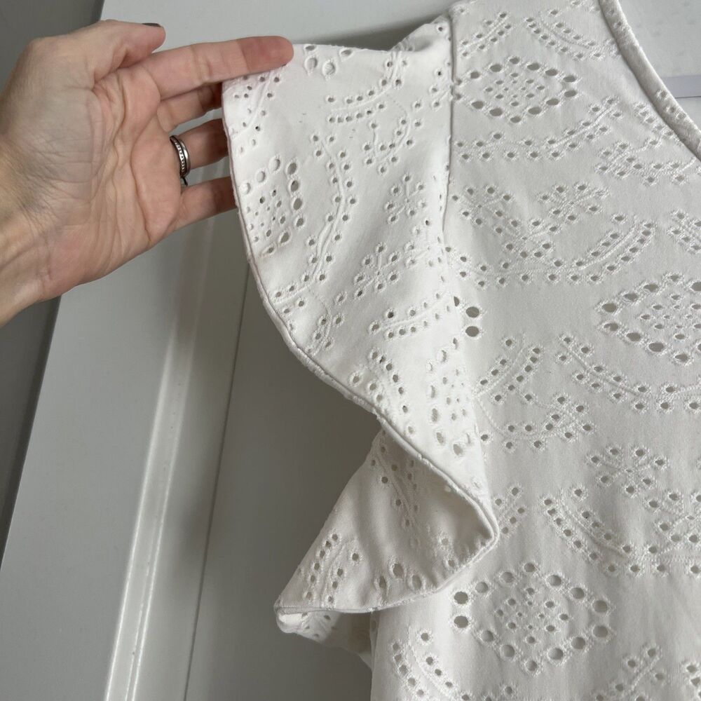 MAURICES Eyelet Lace Babydoll Dress Flutter Sleeve Size Large Lined - Picture 5 of 8
